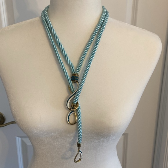 Heidi Daus “Summer Breeze” Lariat Style 30” Turquoise Cord Necklace. - Picture 2 of 9